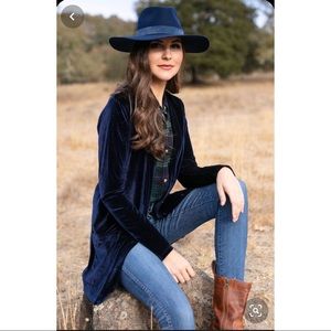 River Island Velvet Navy Cardigan Size L